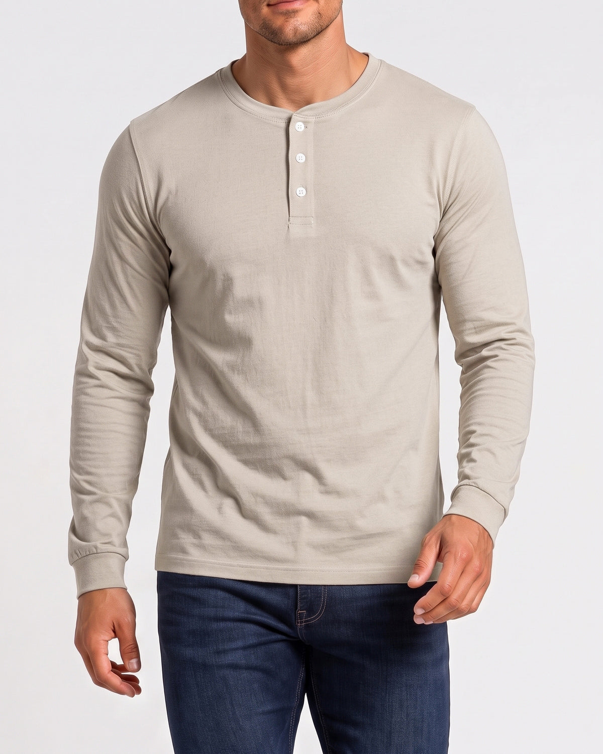 KZZ Men's casual layered top with multiple buttons on the front