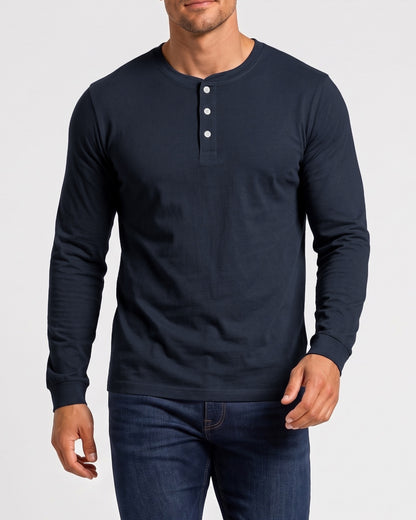 KZZ Men's casual layered top with multiple buttons on the front