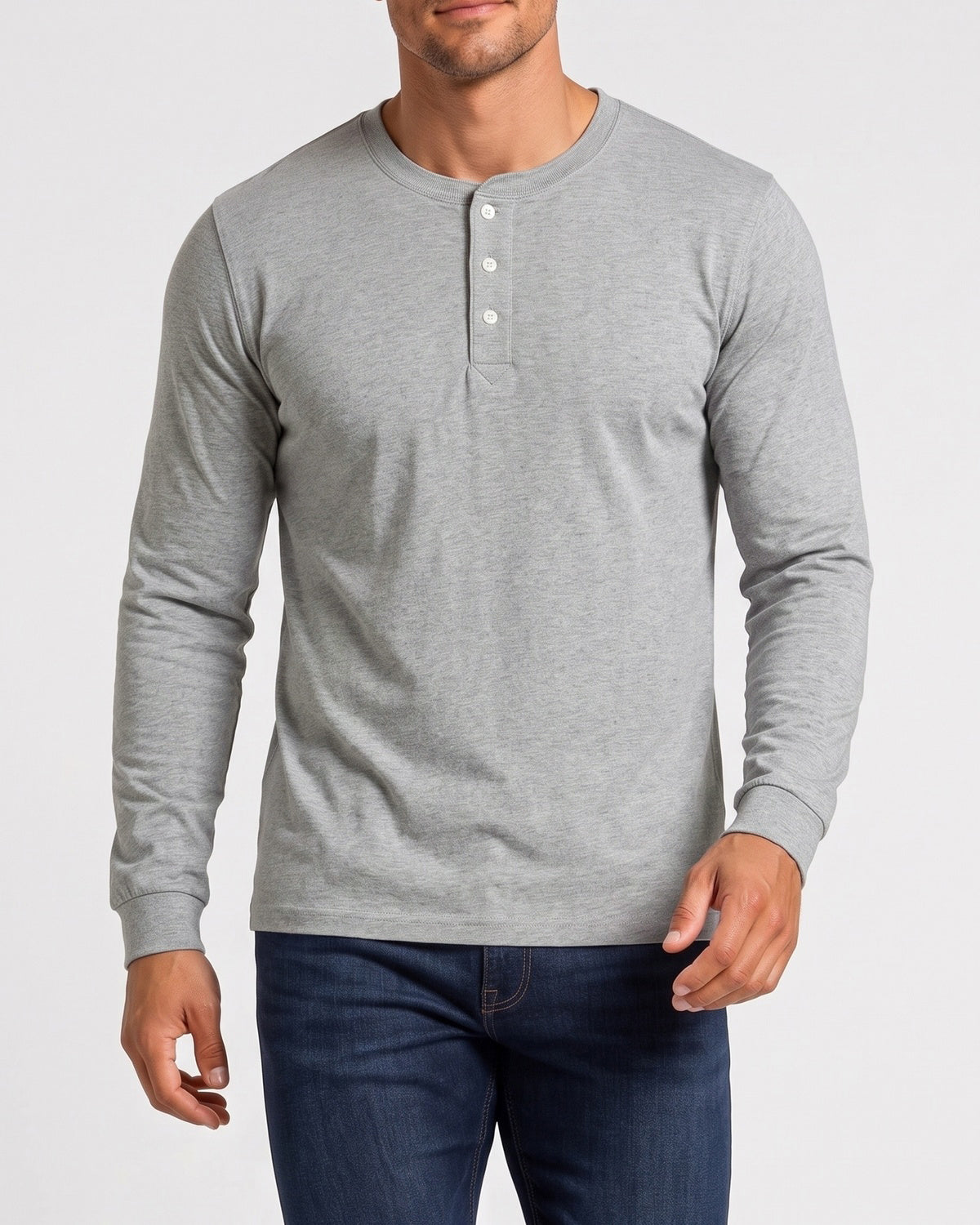 KZZ Men's casual layered top with multiple buttons on the front