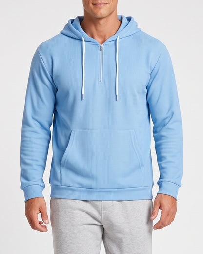 KZZ Men's waffle knit half-zip hoodie