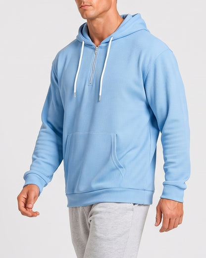 KZZ Men's waffle knit half-zip hoodie