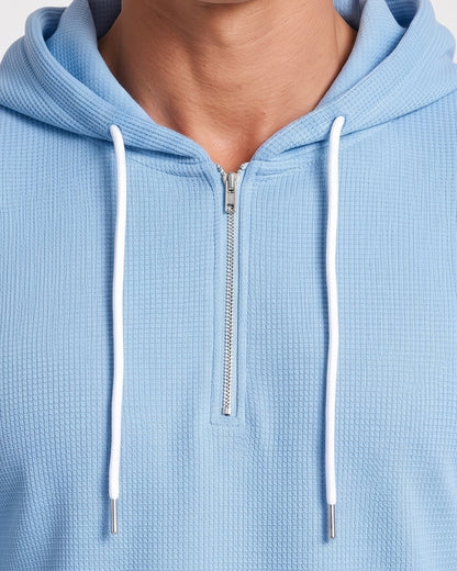 KZZ Men's waffle knit half-zip hoodie