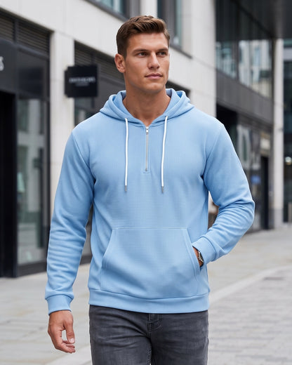 KZZ Men's waffle knit half-zip hoodie