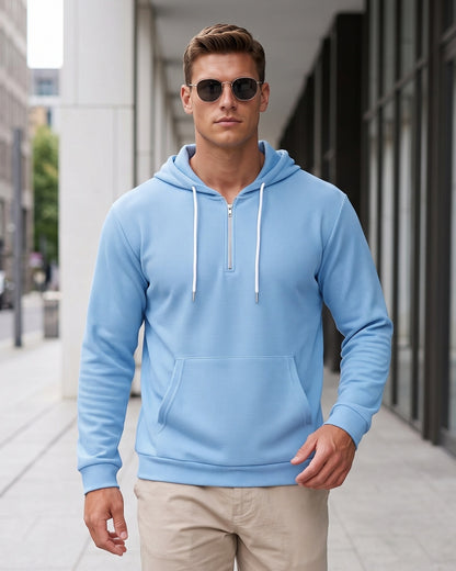 KZZ Men's waffle knit half-zip hoodie