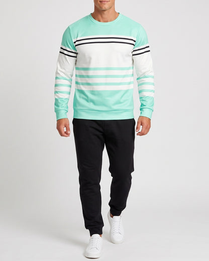 KZZ Men's Simple Striped Classic Long-Sleeve Sweatshirt