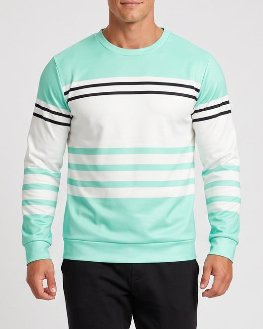 KZZ Men's Simple Striped Classic Long-Sleeve Sweatshirt