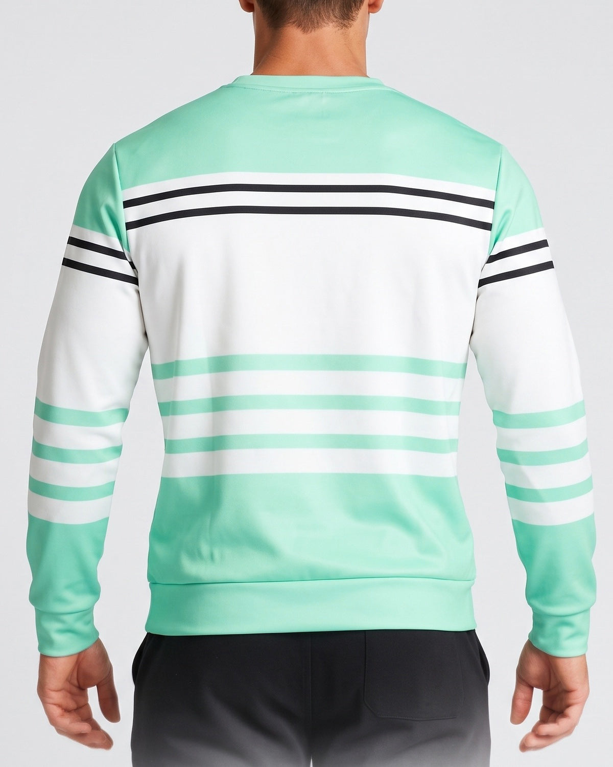 KZZ Men's Simple Striped Classic Long-Sleeve Sweatshirt