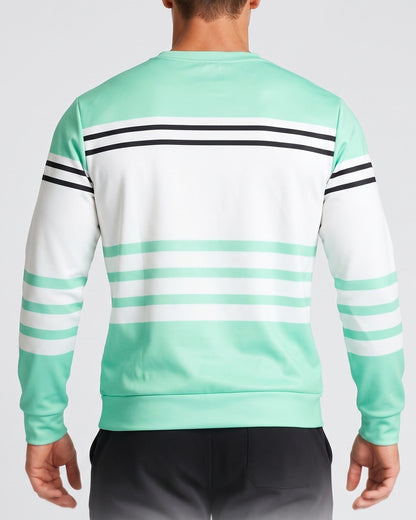 KZZ Men's Simple Striped Classic Long-Sleeve Sweatshirt