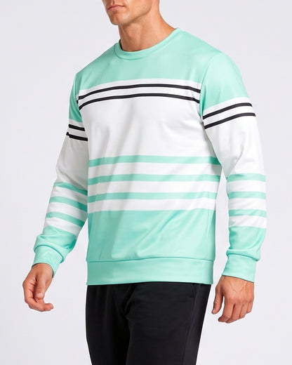 KZZ Men's Simple Striped Classic Long-Sleeve Sweatshirt