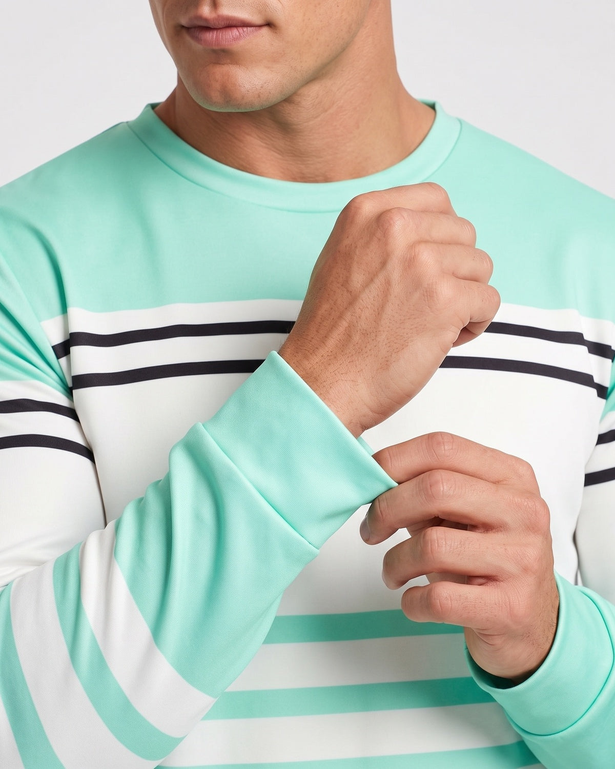 KZZ Men's Simple Striped Classic Long-Sleeve Sweatshirt