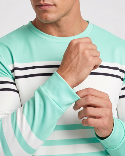 KZZ Men's Simple Striped Classic Long-Sleeve Sweatshirt