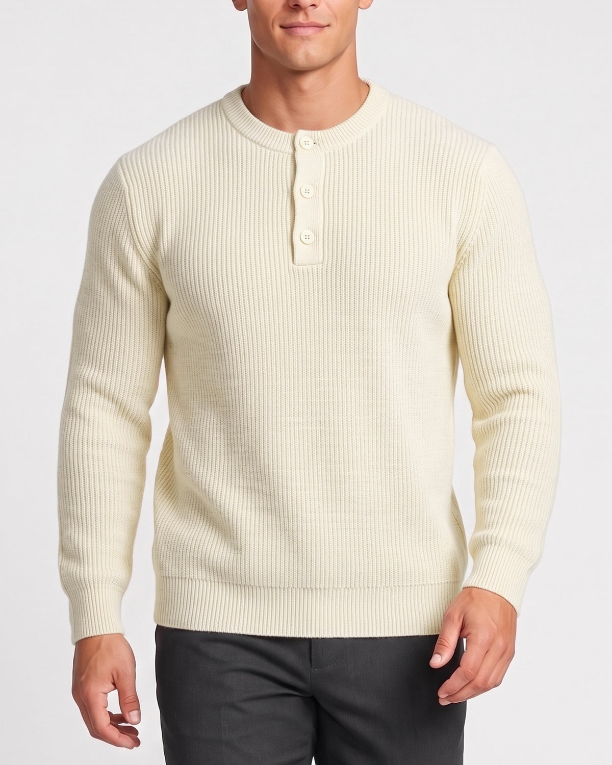 KZZ Men's base layer sweater crew neck knit sweater