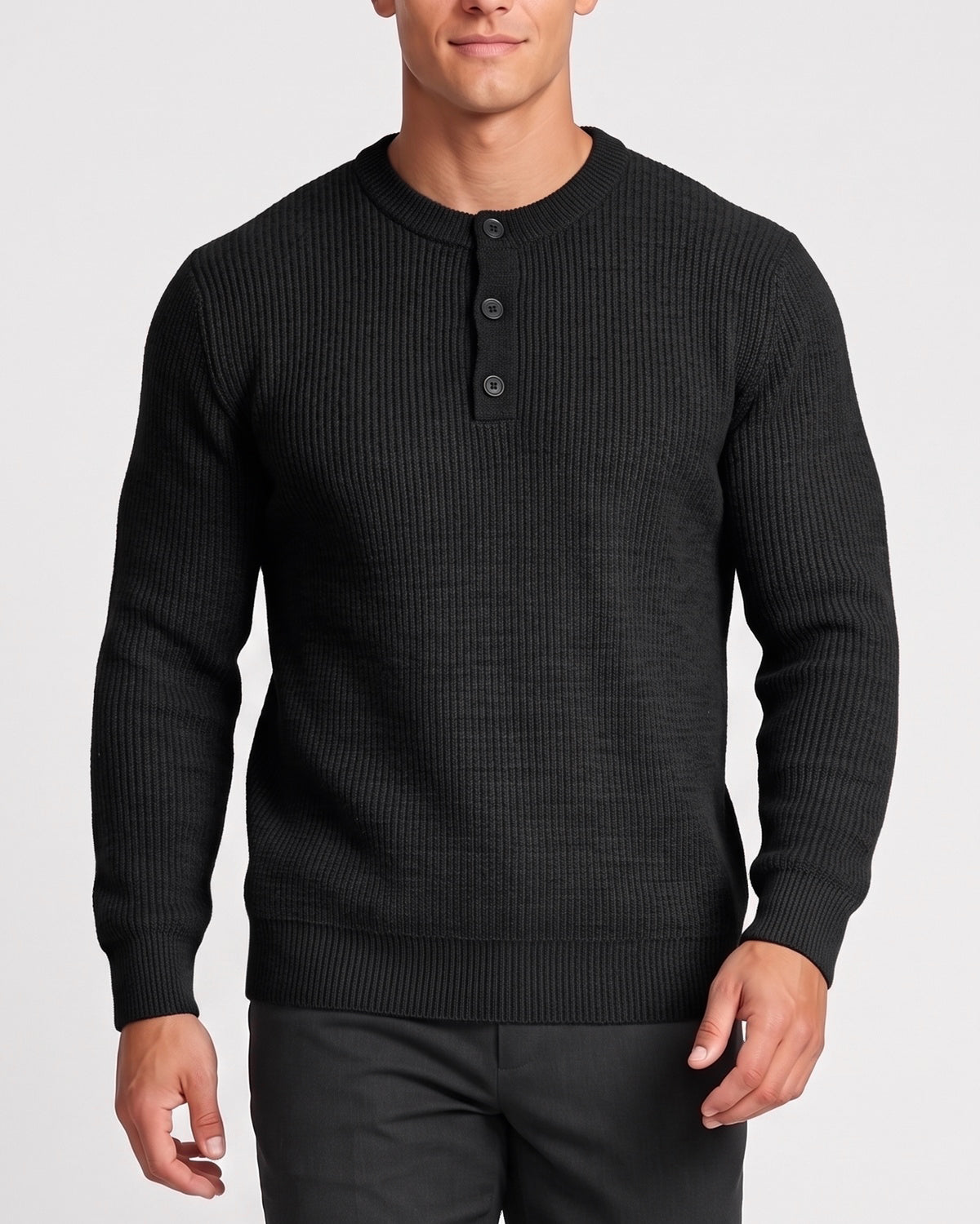 KZZ Men's base layer sweater crew neck knit sweater