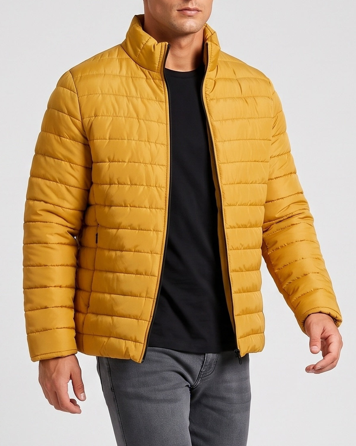 KZZ Men's Casual Thick Jacket, Stand Collar Jacket