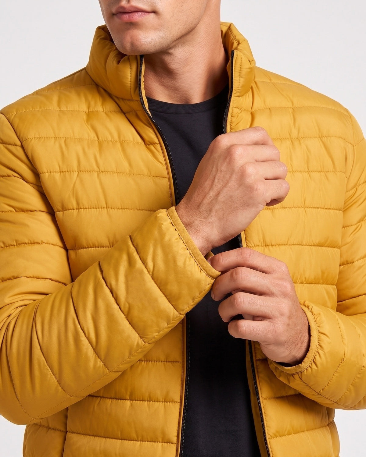 KZZ Men's Casual Thick Jacket, Stand Collar Jacket