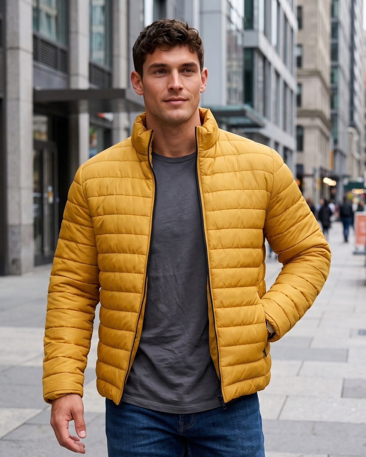KZZ Men's Casual Thick Jacket, Stand Collar Jacket