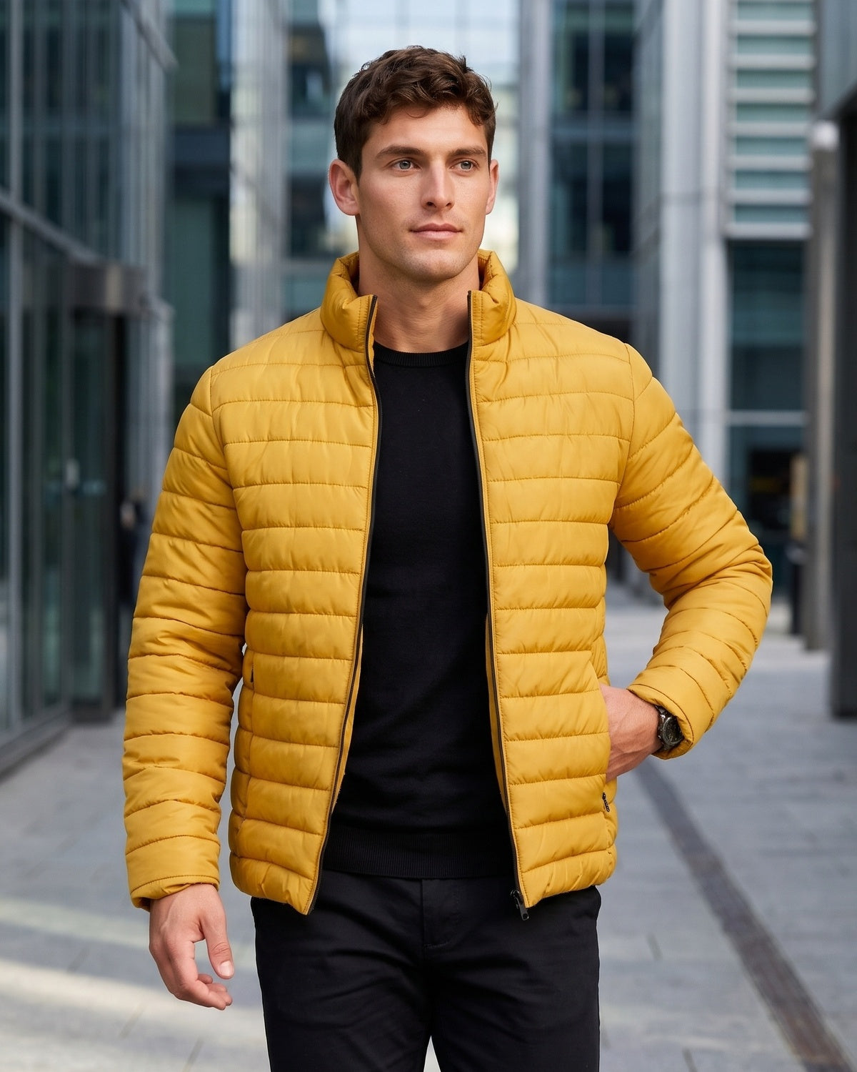 KZZ Men's Casual Thick Jacket, Stand Collar Jacket