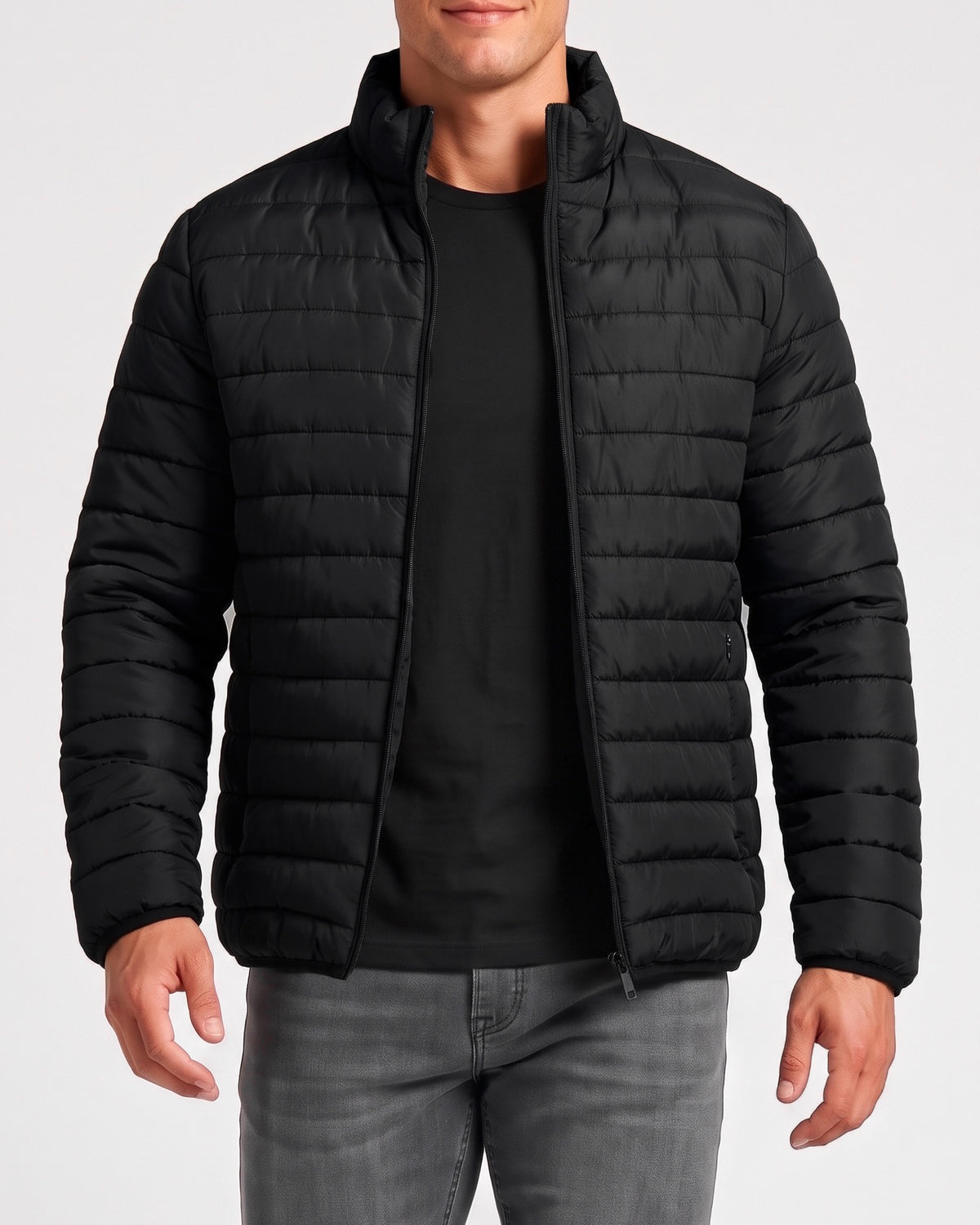 KZZ Men's Casual Thick Jacket, Stand Collar Jacket