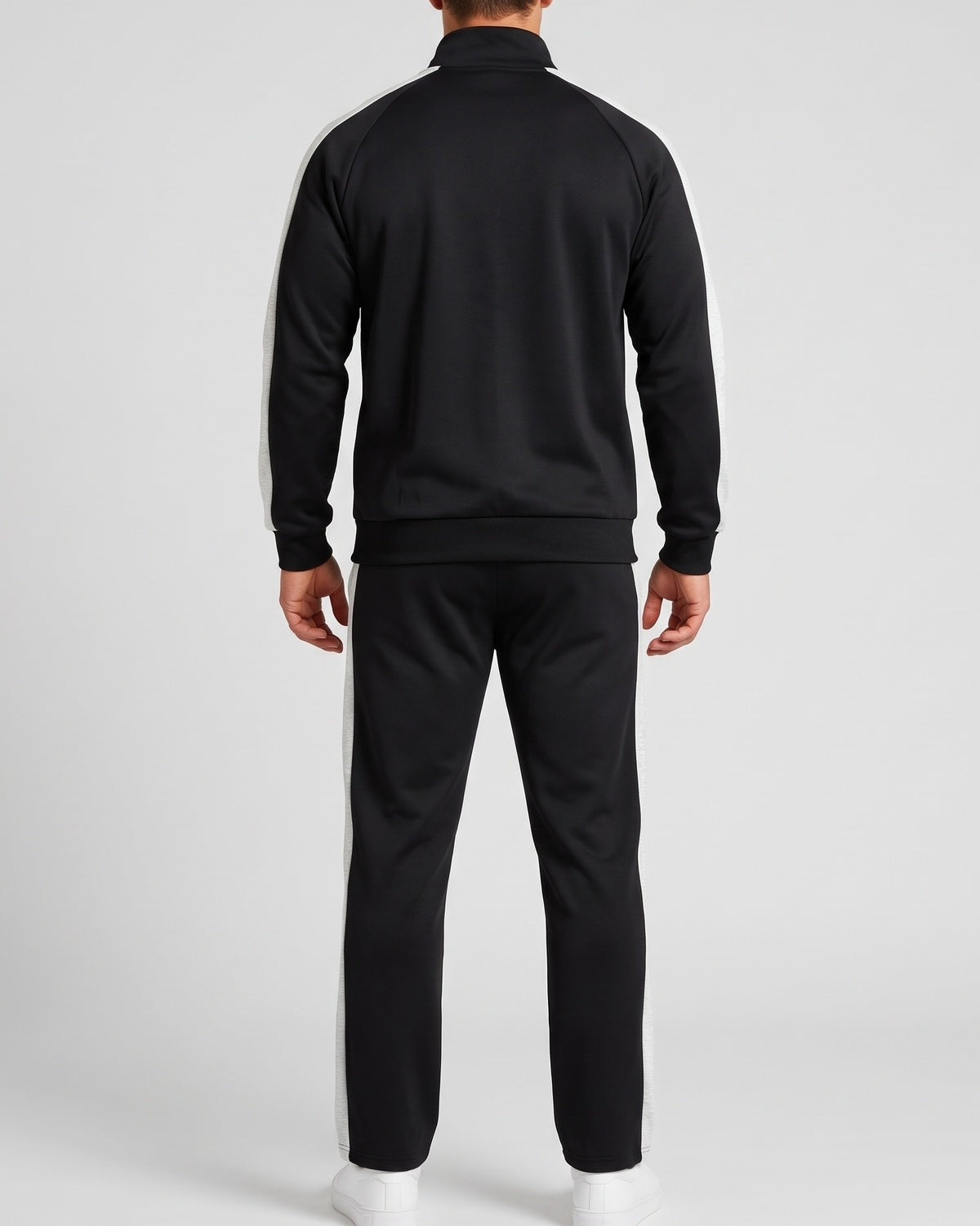 KZZ Men's black and gray color-blocked tracksuit