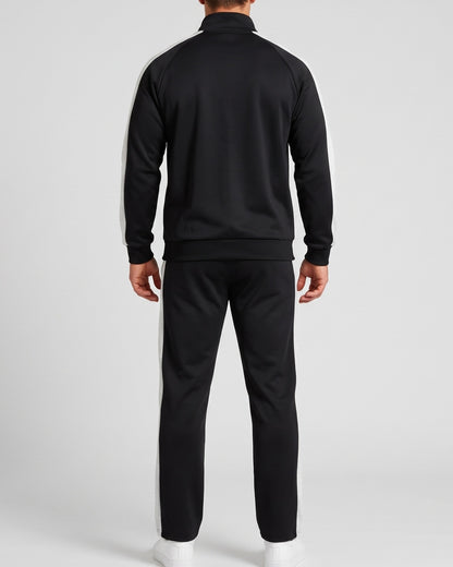 KZZ Men's black and gray color-blocked tracksuit