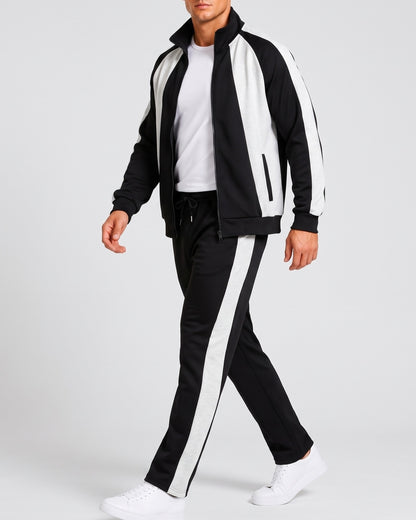 KZZ Men's black and gray color-blocked tracksuit