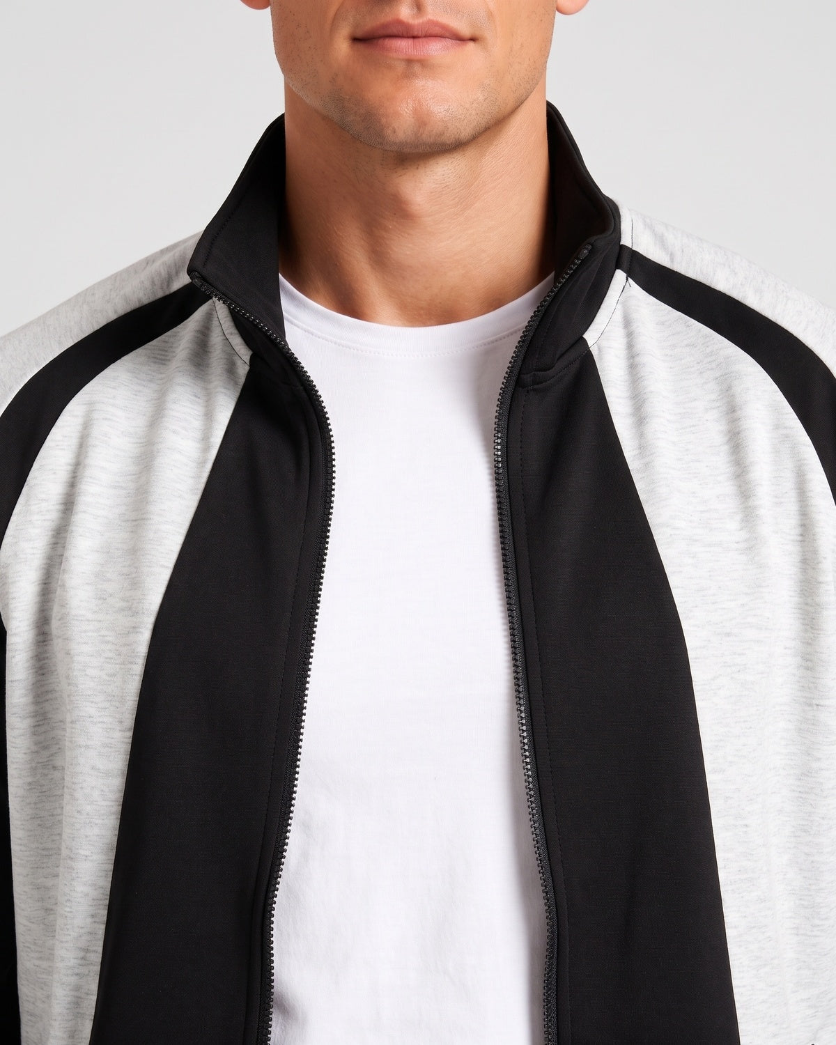 KZZ Men's black and gray color-blocked tracksuit