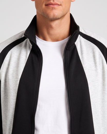 KZZ Men's black and gray color-blocked tracksuit