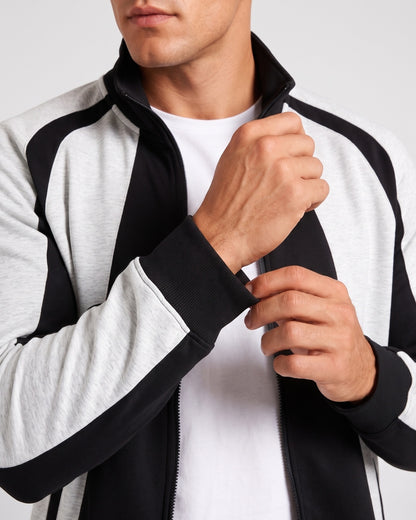 KZZ Men's black and gray color-blocked tracksuit