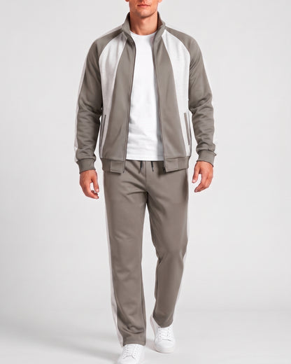 KZZ Men's black and gray color-blocked tracksuit
