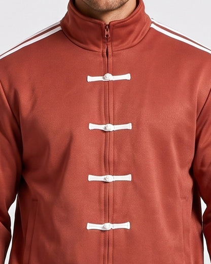 KZZ Retro Chinese Style Frog Button Stand Collar Zipper Jacket