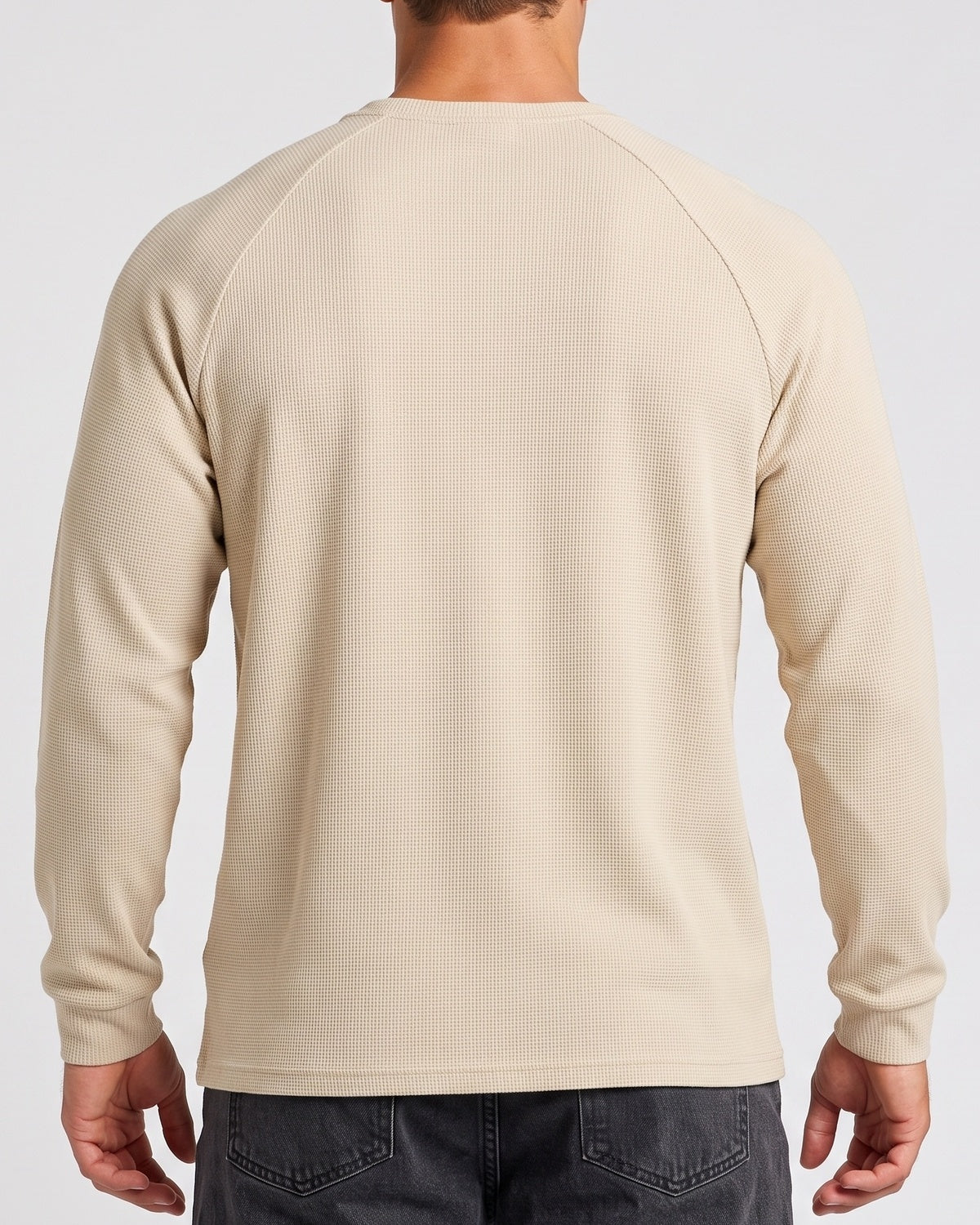 KZZ Men’s Waffle-Knit Henley Long-Sleeve Top