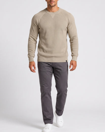 KZZ  Men's stretch knit crew neck sweater slim-fit long-sleeved pullover