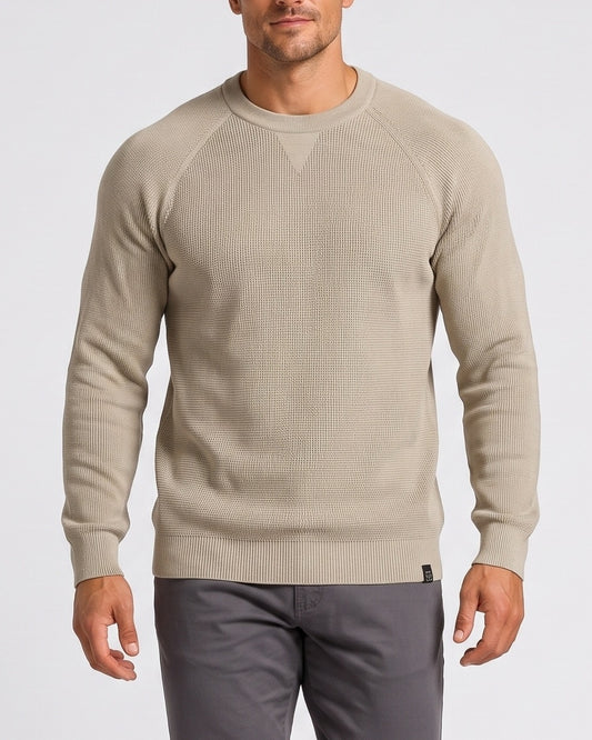 KZZ  Men's stretch knit crew neck sweater slim-fit long-sleeved pullover