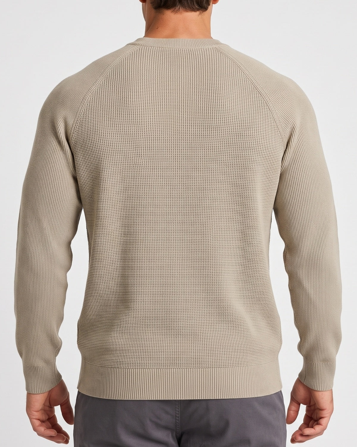 KZZ  Men's stretch knit crew neck sweater slim-fit long-sleeved pullover