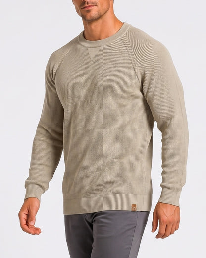 KZZ  Men's stretch knit crew neck sweater slim-fit long-sleeved pullover