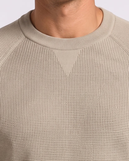 KZZ  Men's stretch knit crew neck sweater slim-fit long-sleeved pullover