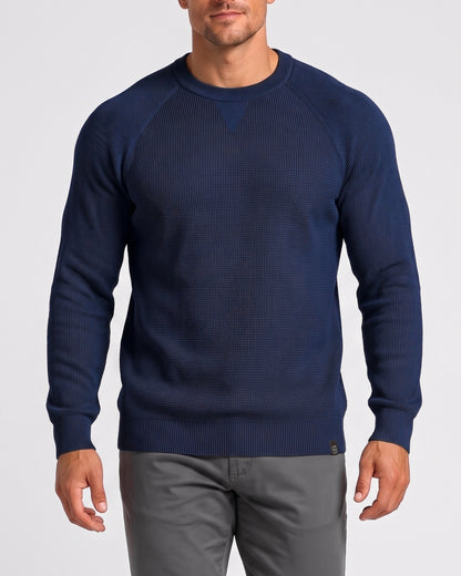 KZZ  Men's stretch knit crew neck sweater slim-fit long-sleeved pullover