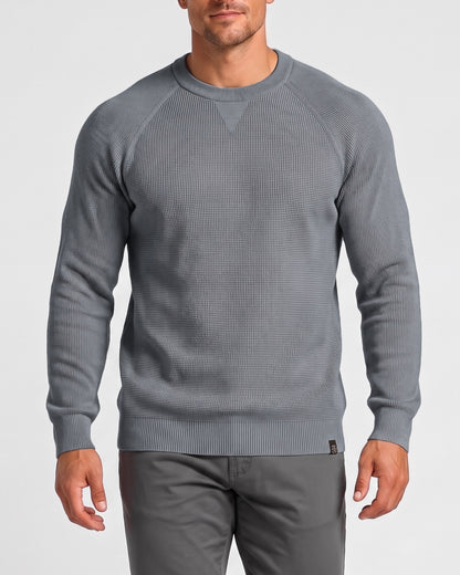KZZ  Men's stretch knit crew neck sweater slim-fit long-sleeved pullover