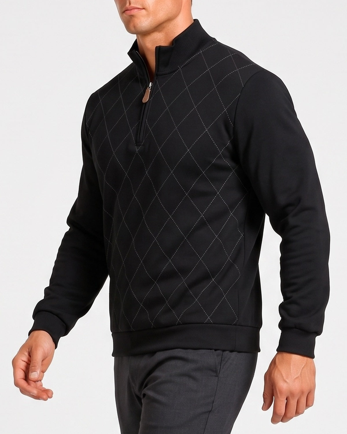 KZZ Men's half-zip lapel jacket, casual sportswear