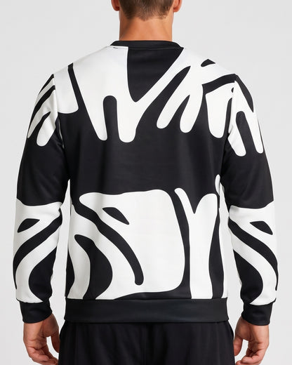 KZZ Men's 3D Printed Crew Neck Long Sleeve Sweatshirt