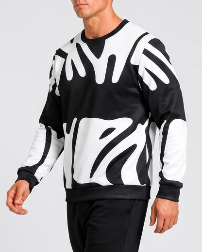 KZZ Men's 3D Printed Crew Neck Long Sleeve Sweatshirt