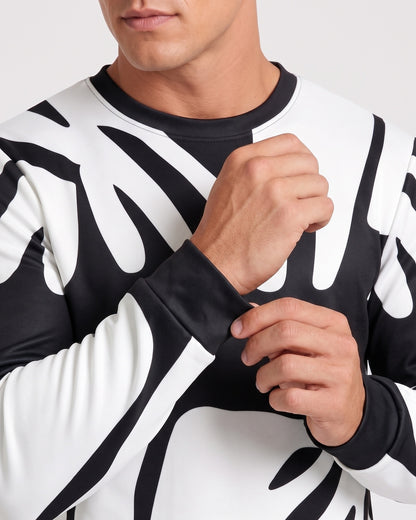 KZZ Men's 3D Printed Crew Neck Long Sleeve Sweatshirt