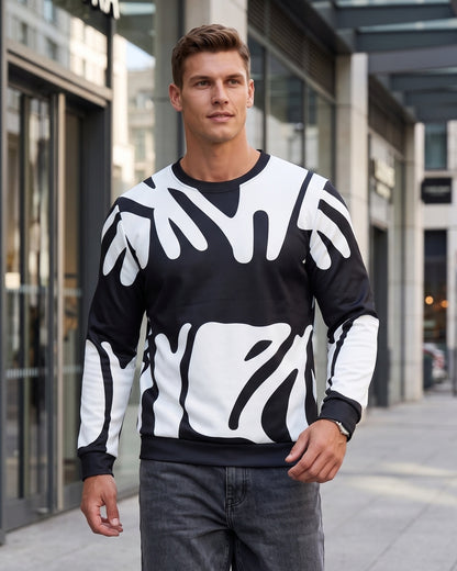 KZZ Men's 3D Printed Crew Neck Long Sleeve Sweatshirt