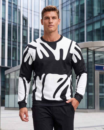 KZZ Men's 3D Printed Crew Neck Long Sleeve Sweatshirt