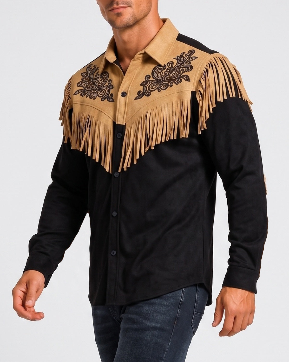 KZZ Men's Slim Fit Retro Tassel Lightweight Jacket