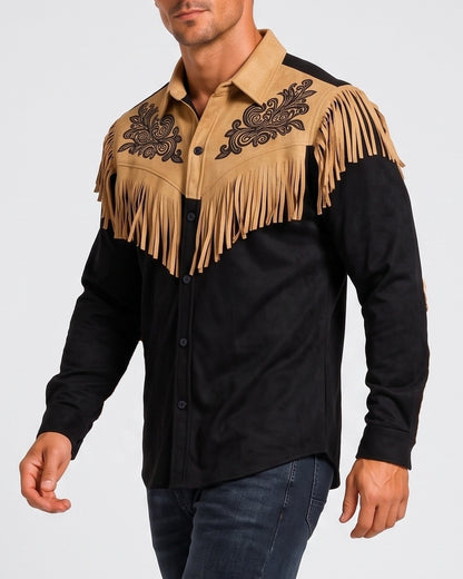 KZZ Men's Slim Fit Retro Tassel Lightweight Jacket