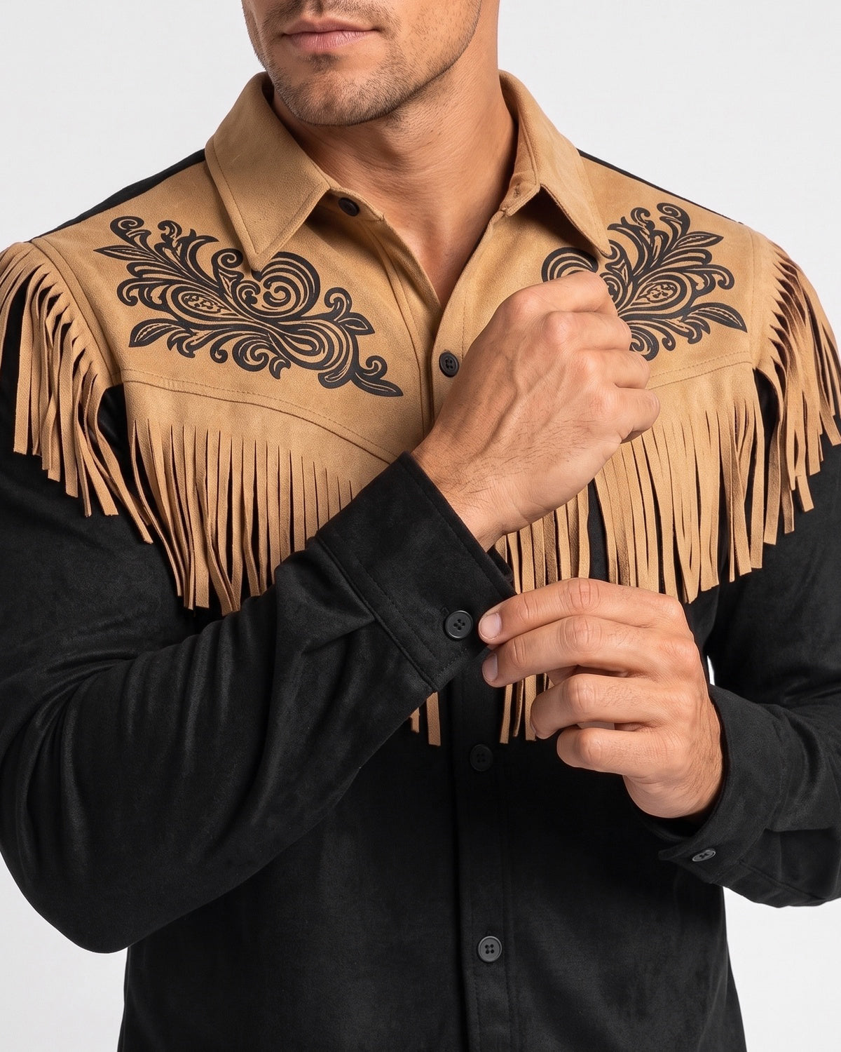 KZZ Men's Slim Fit Retro Tassel Lightweight Jacket
