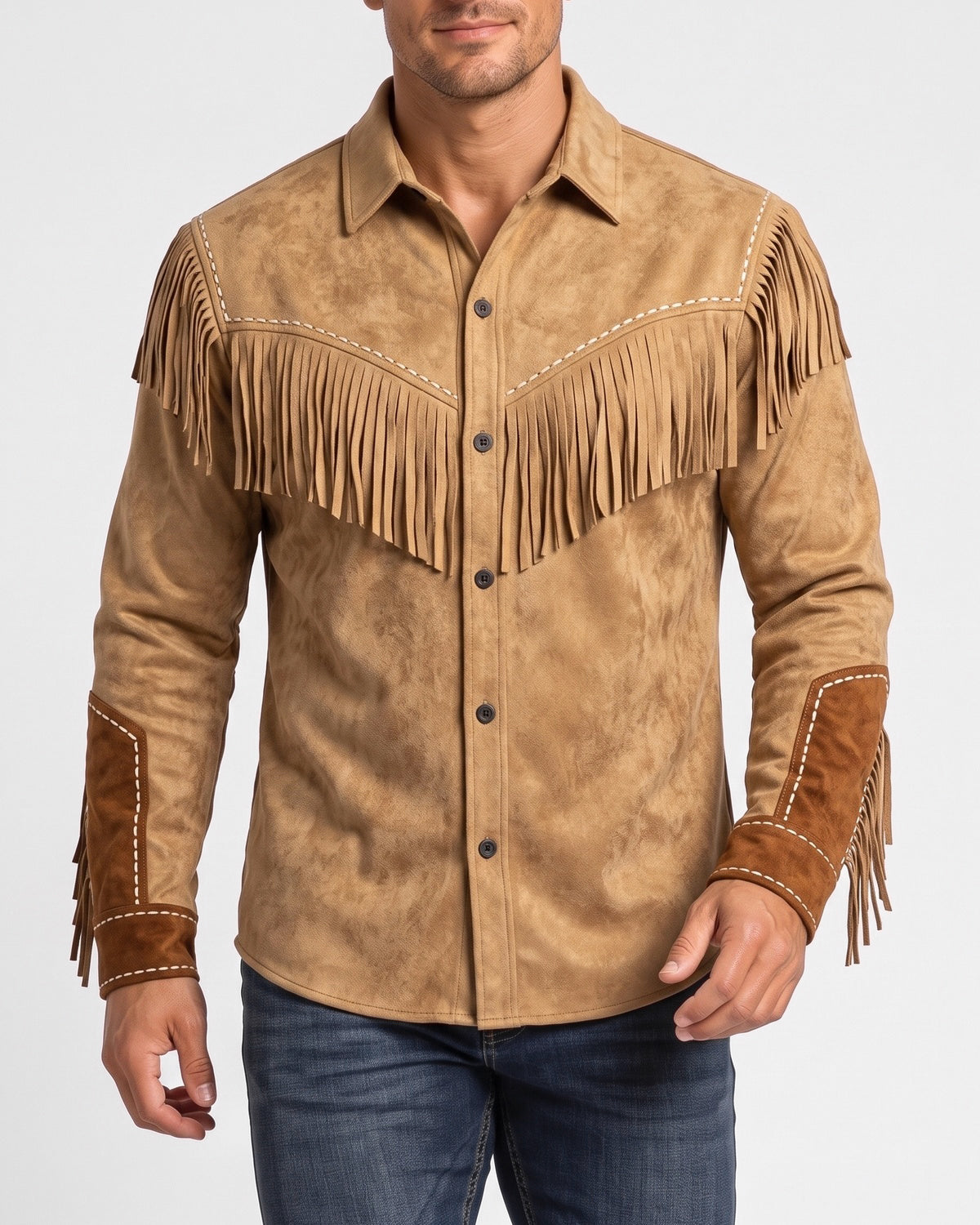 KZZ Men's Slim Fit Retro Tassel Lightweight Jacket