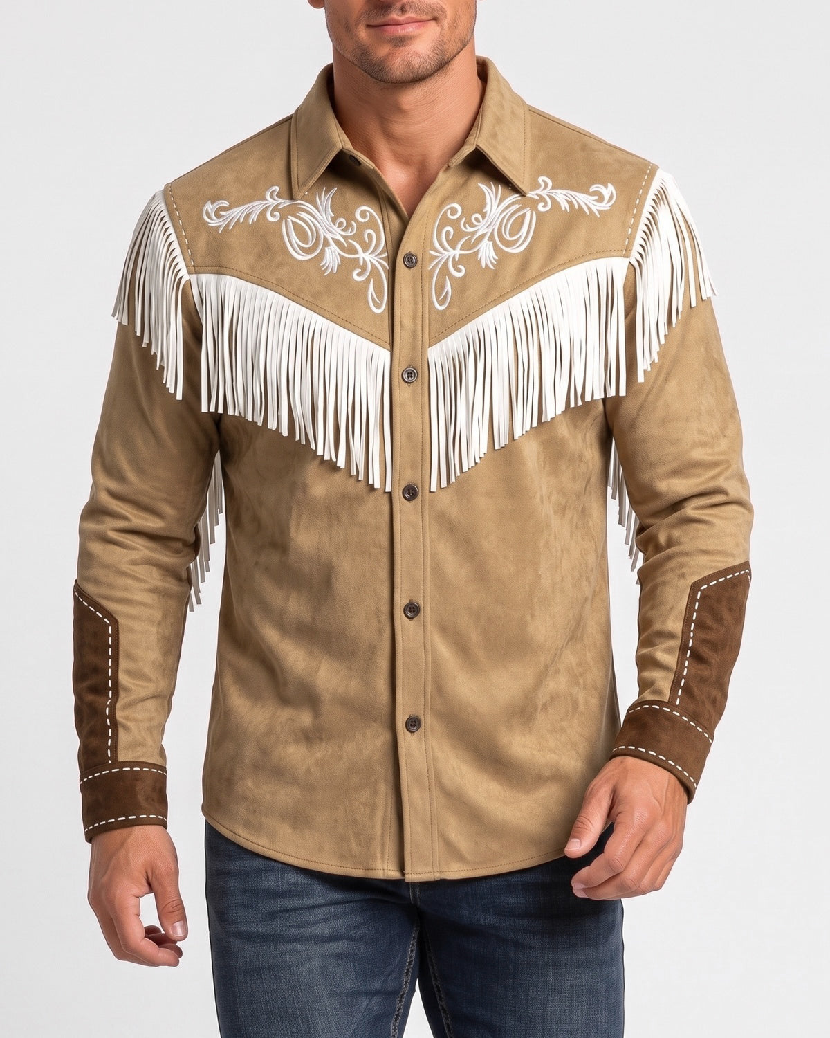 KZZ Men's Slim Fit Retro Tassel Lightweight Jacket