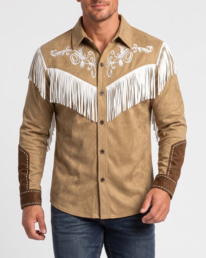 KZZ Men's Slim Fit Retro Tassel Lightweight Jacket